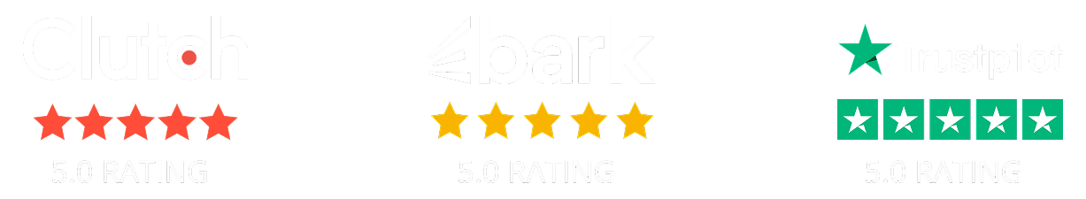 Clutch, Bark, Trustpilot - 5.0 ratings